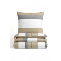 BETTWÄSCHE-GARNITUR Thermofleece Längsstreifen kitt, 135x200 cm + 80x80 cm - Beige, Textil (135/200cm) - Castell
