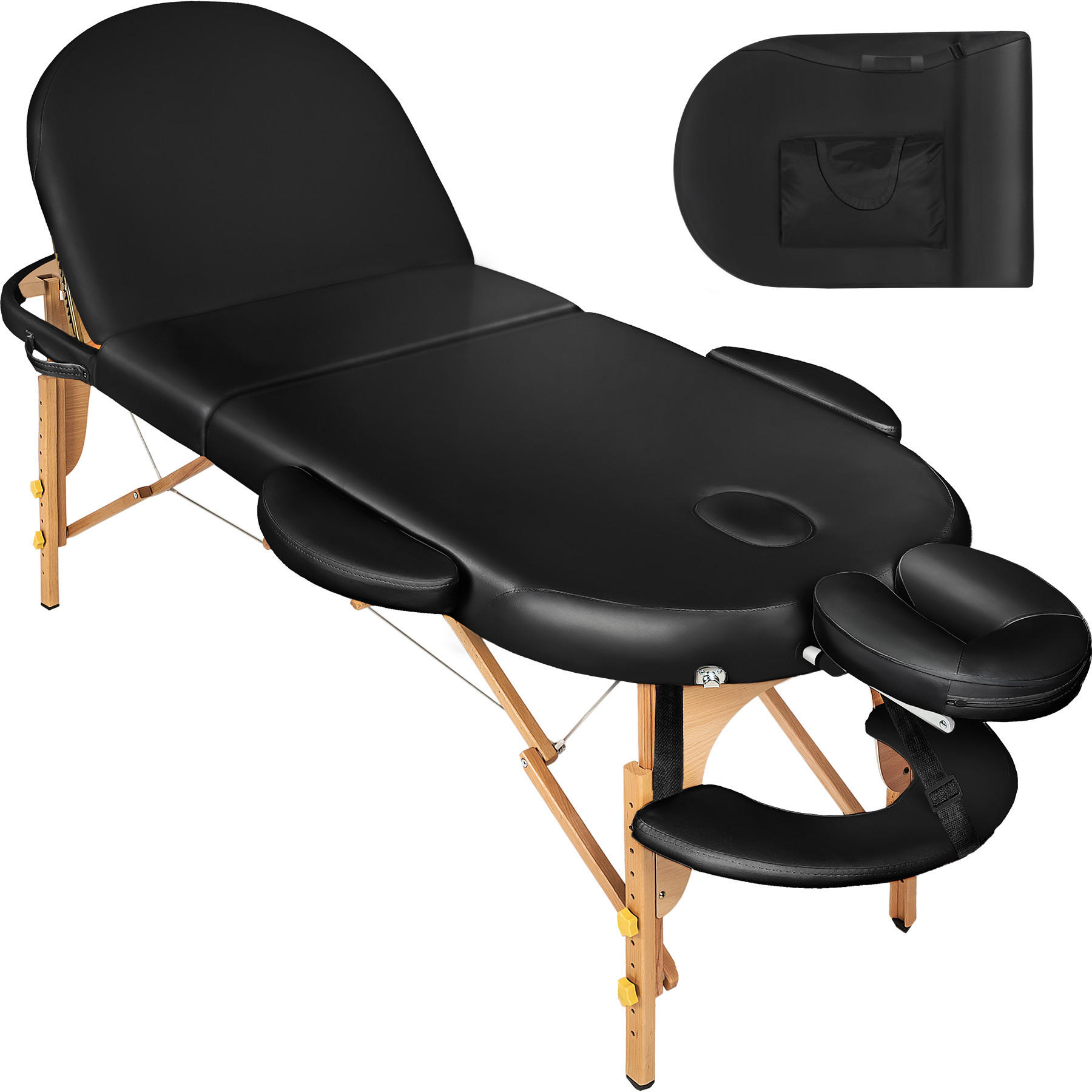 MASSAGELIEGE 3 Zonen Sawsan,230 x 104 x 85 cm,schwarz - Schwarz, Holz (104/85/230cm) - tectake