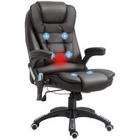 MASSAGESESSEL Bürostuhl Drehstuhl mit Wärmefunktion Chefsessel Bürosessel - Schwarz/Braun, Kunststoff (68/121/62cm) - HOMCOM