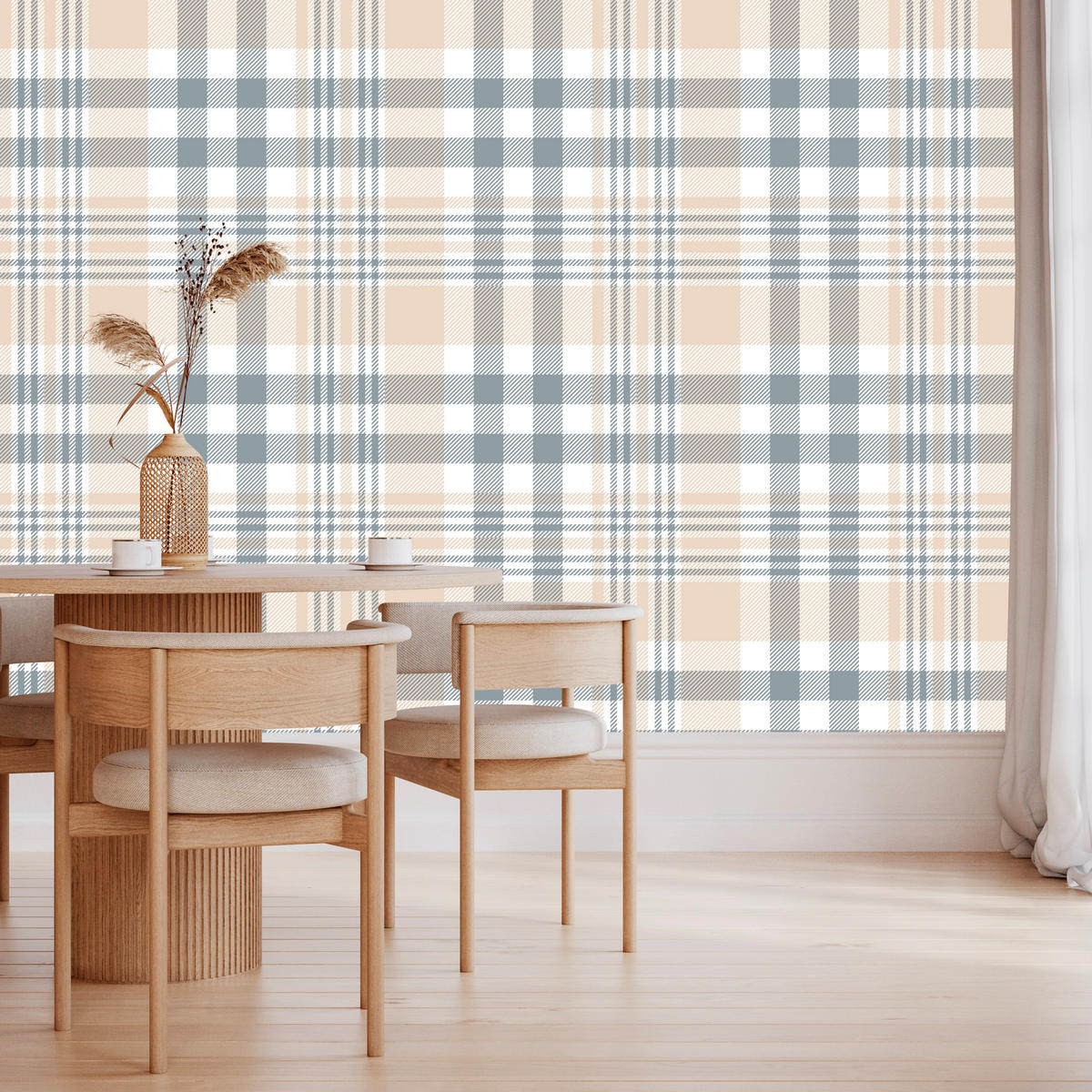 VLIESTAPETE Klassisches Karomuster – Beige, Grau, Weiß – 50x1000 cm - Beige/Weiß, Papier (50/1000cm) - Muralo