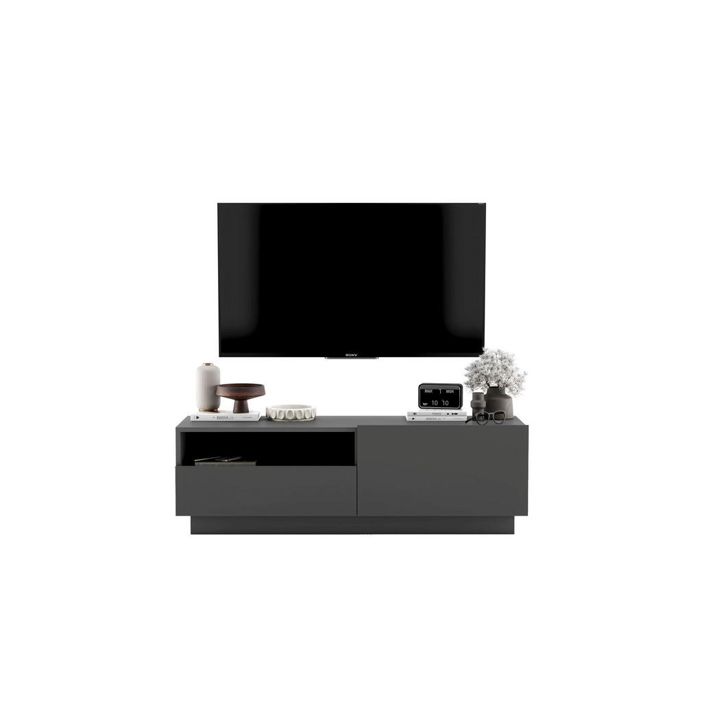 Thumbnail - Meble Lindner Tv-Schrank, Graphit, Holzwerkstoff, 2 Fächer, 1 Schubladen, Rechteckig, 120x37x35 cm, Wohnzimmer, Wohnwänd...