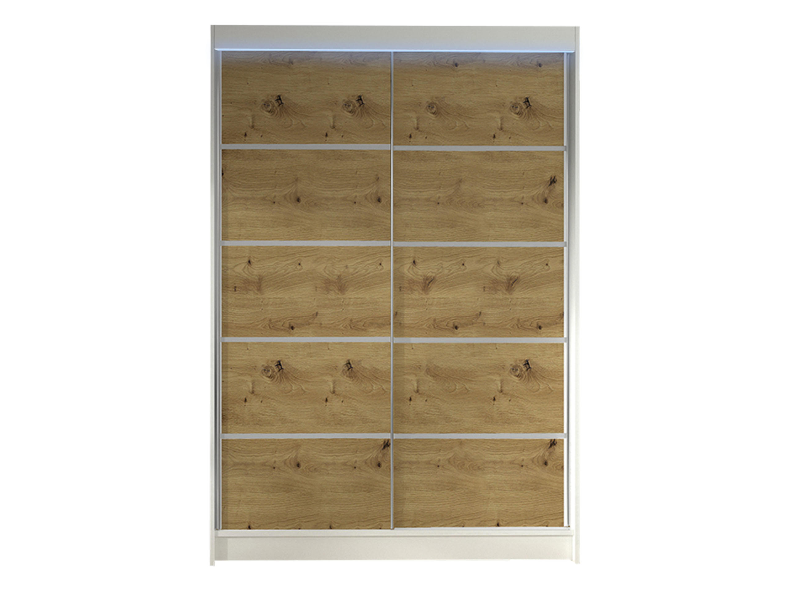 SCHWEBETÜRENSCHRANK Lino IV mit RGB LED Beleuchtung - Weiß/Eiche Artisan, Holzwerkstoff/Metall (120/200/58cm) - MIRJAN24