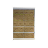 SCHWEBETÜRENSCHRANK Lino IV mit RGB LED Beleuchtung - Weiß/Eiche Artisan, Holzwerkstoff/Metall (120/200/58cm) - MIRJAN24