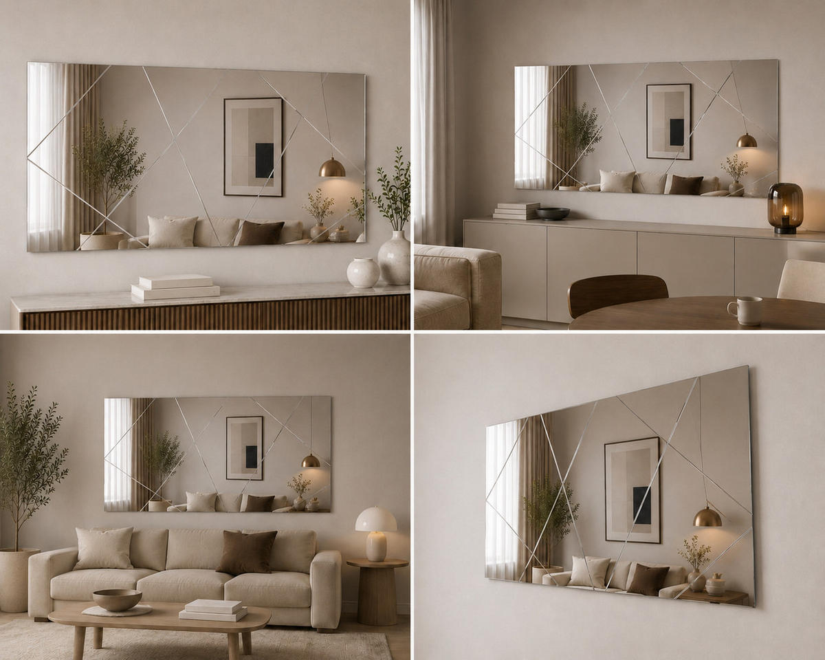 SPIEGEL Exquisite Asymmetrisches Design 120x60 cm - Silberfarben, Holzwerkstoff (120/60/2.2cm) - moebel17