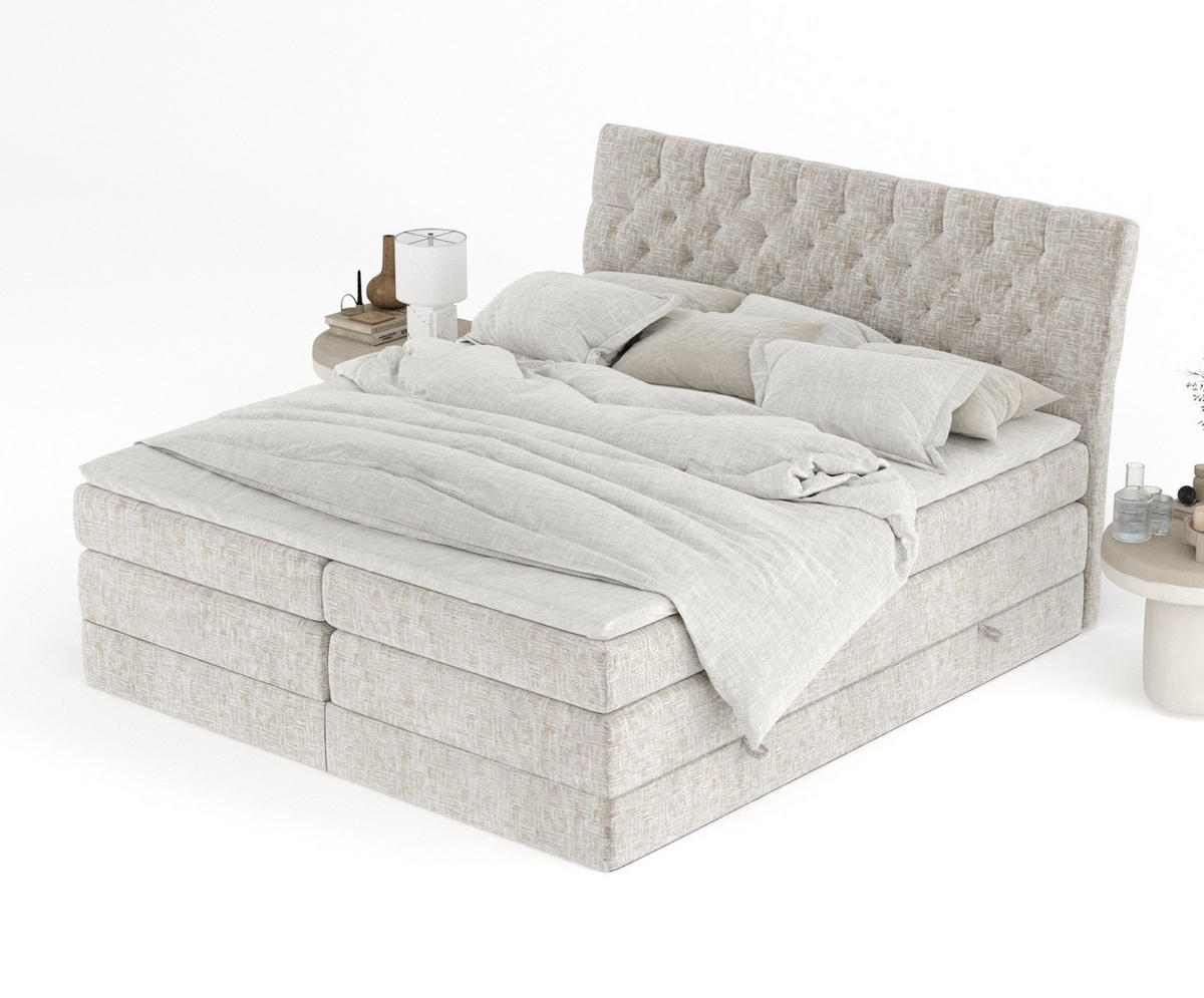 BOXSPRINGBETT Seraphine Beige 140/200 cm - Beige/Schwarz, Holz/Holzwerkstoff (140/200cm) - Maison de Reve