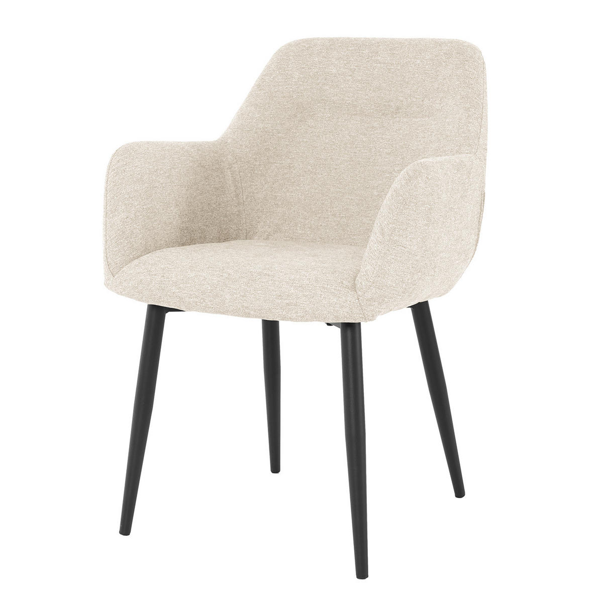 ARMLEHNENSTUHL - Webstoff / Eisen, 2er-Set - Beige, Textil (57/86/62cm) - home24