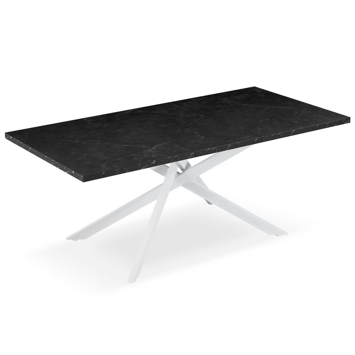 ESSTISCH BEA 120-160/80/76 cm Marmor-Schwarz - Anthrazit/Weiß, Holzwerkstoff/Metall (80/120/76cm) - B&D Home