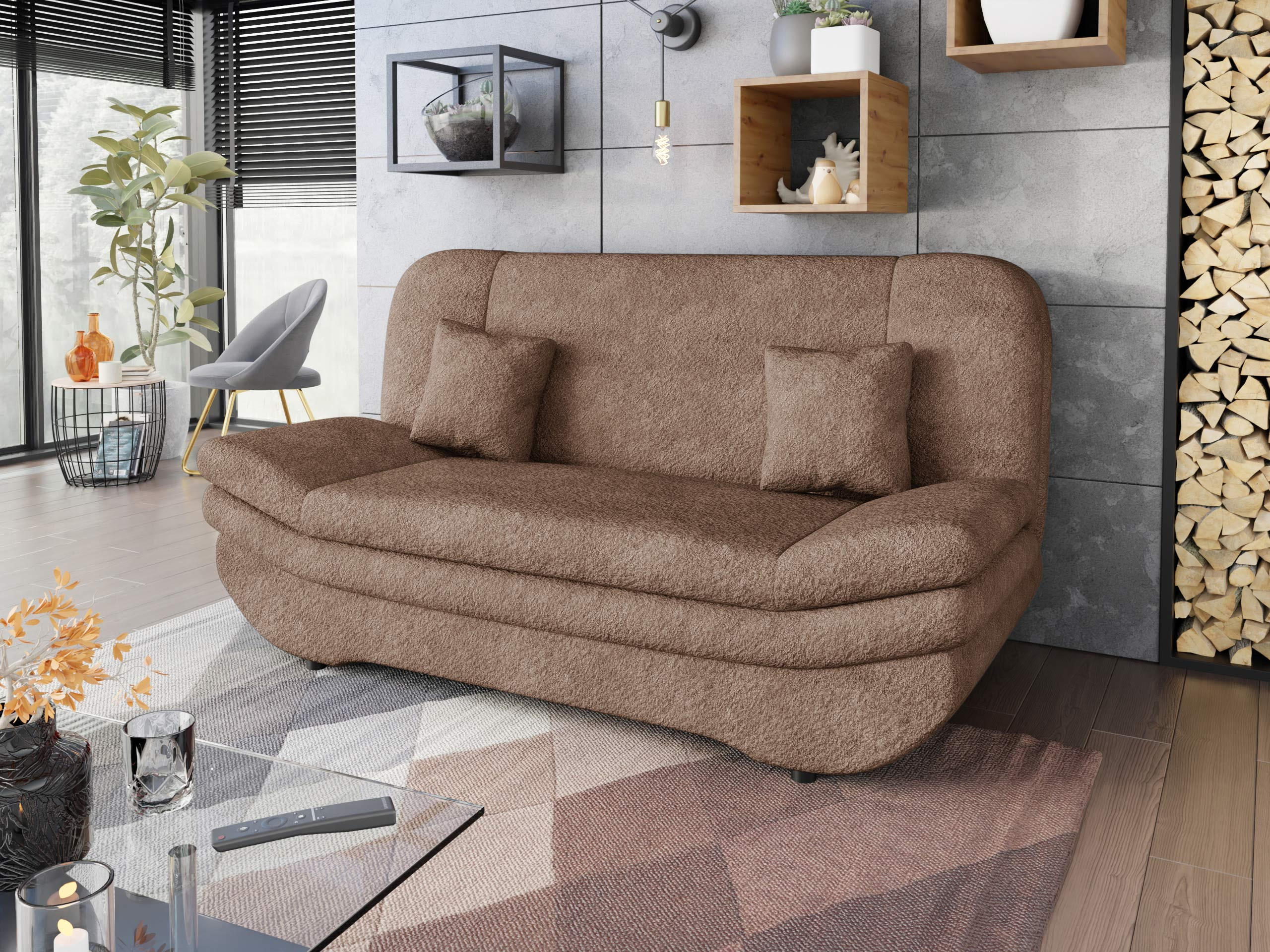 SCHLAFSOFA Weronika - Hellbraun/Schwarz, Holz/Kunststoff (200/95/90cm) - MIRJAN24