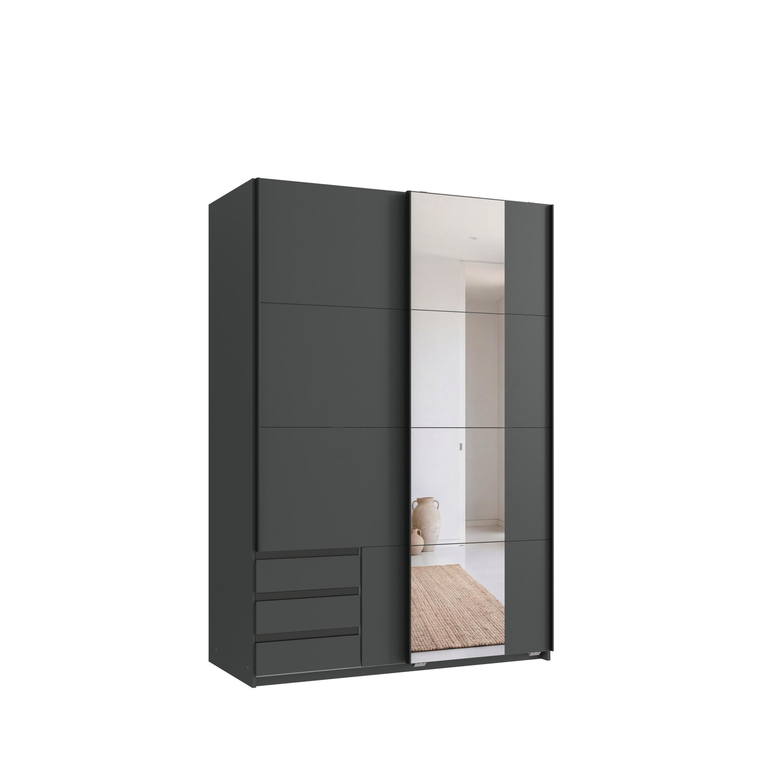 luma-home Schwebetürenschrank Graphit 135x198x65 cm
