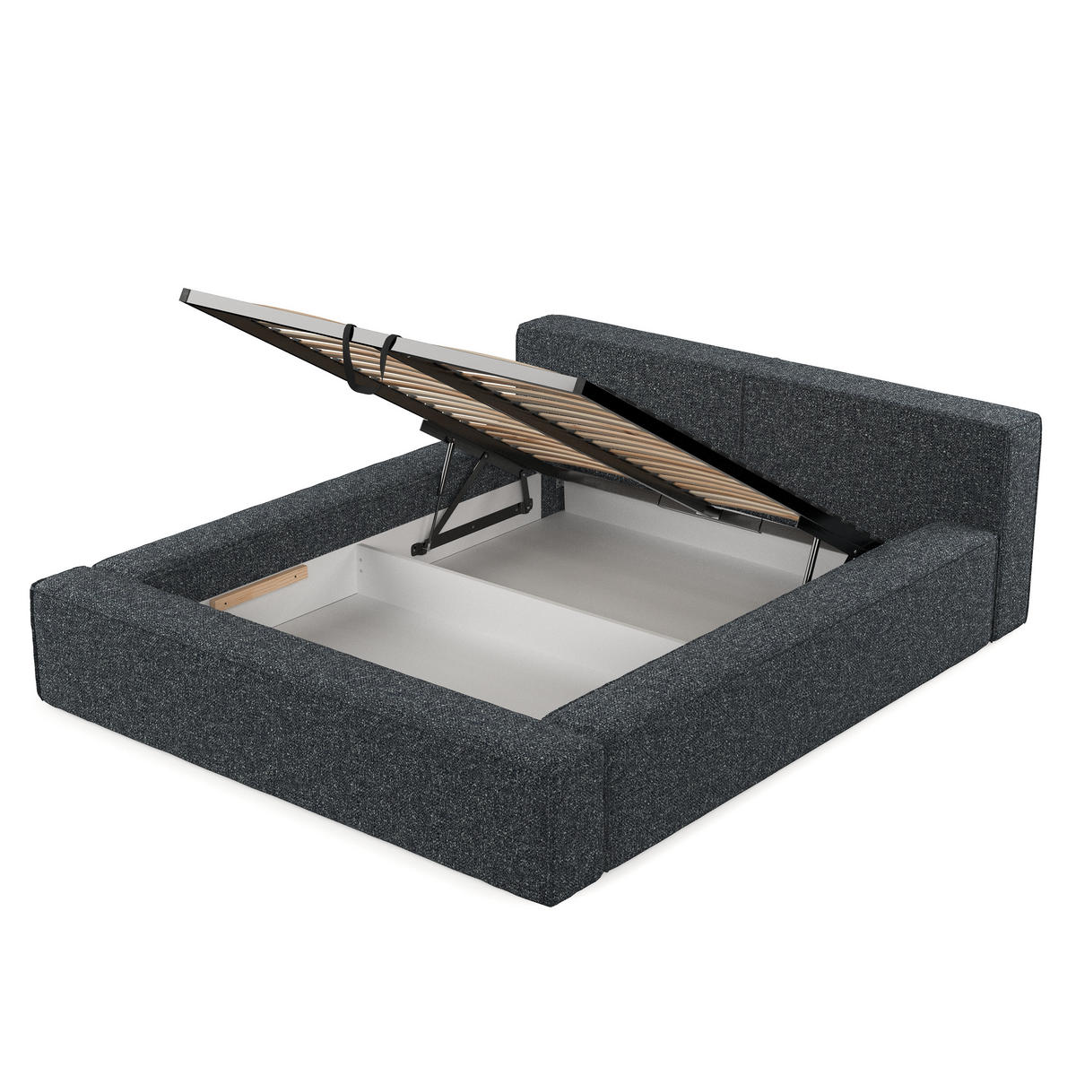 POLSTERBETT Casto mit Stauraum 160/200 cm Grau im Blur Stoff - Schwarz/Naturfarben, Holz/Holzwerkstoff (160/200cm) - AltaBeds