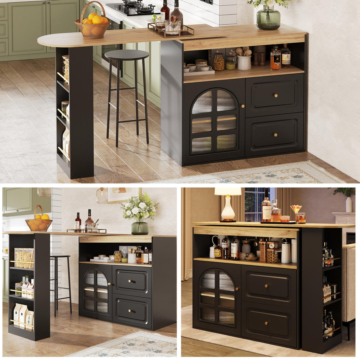 STEHTISCH drehbar ausziehbar 138-204 cm MDF Schwarz - Schwarz, Holz (39/104/138cm) - Beauniv