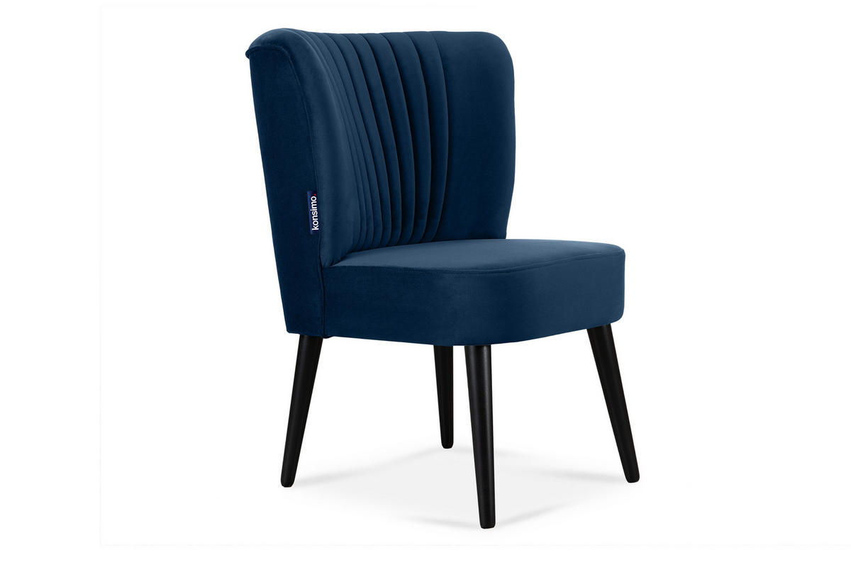 COCKTAILSESSEL DUCO auf hohen Beinen, Marineblau/Schwarz - Schwarz/Dunkelblau, Holz/Textil (63/89/65cm) - KONSIMO®