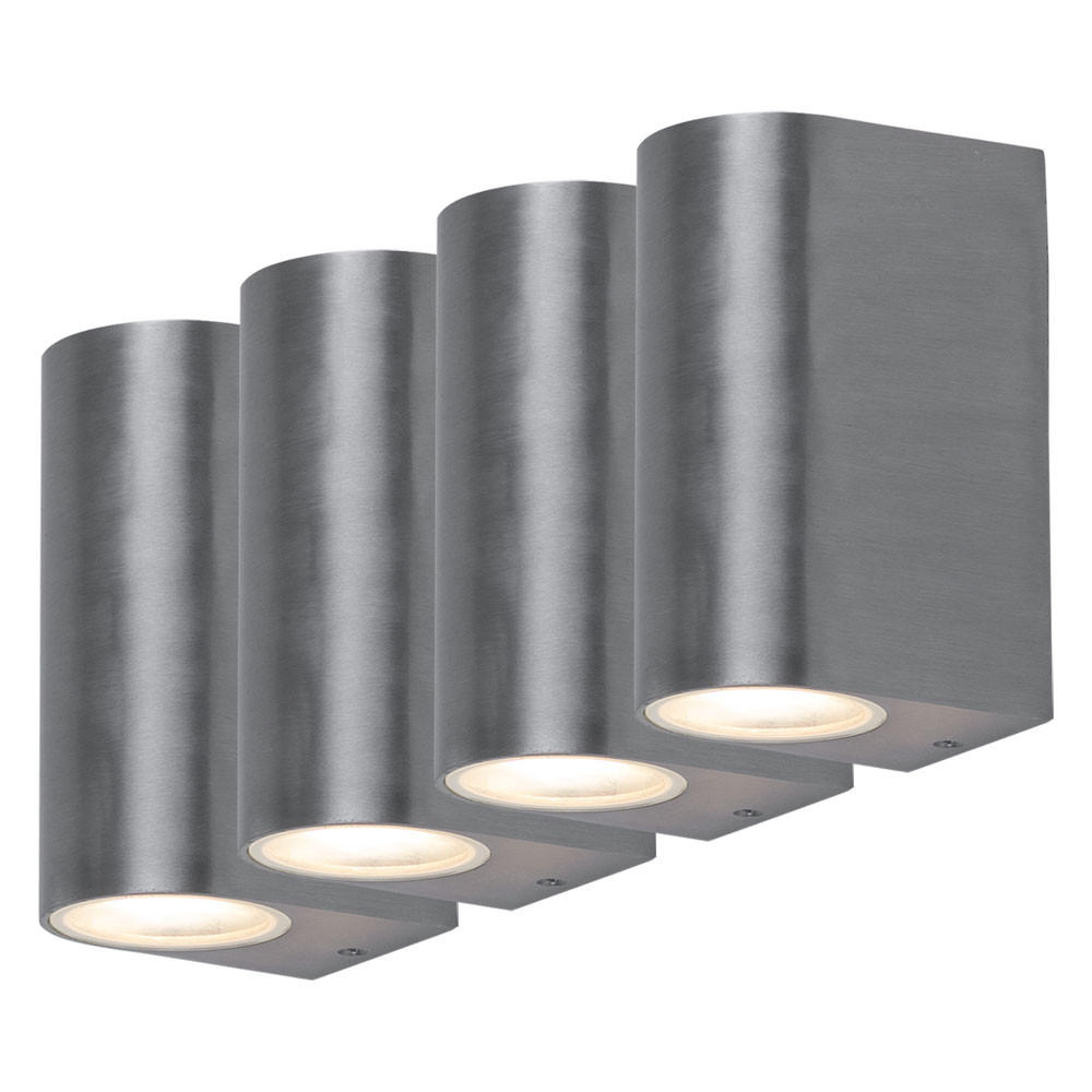 AUSSEN-WANDLEUCHTE Aluminium Silber 4er Set - Silberfarben, Glas (7/15.1/10cm)