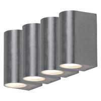 AUSSEN-WANDLEUCHTE Aluminium Silber 4er Set - Silberfarben, Glas (7/15.1/10cm)