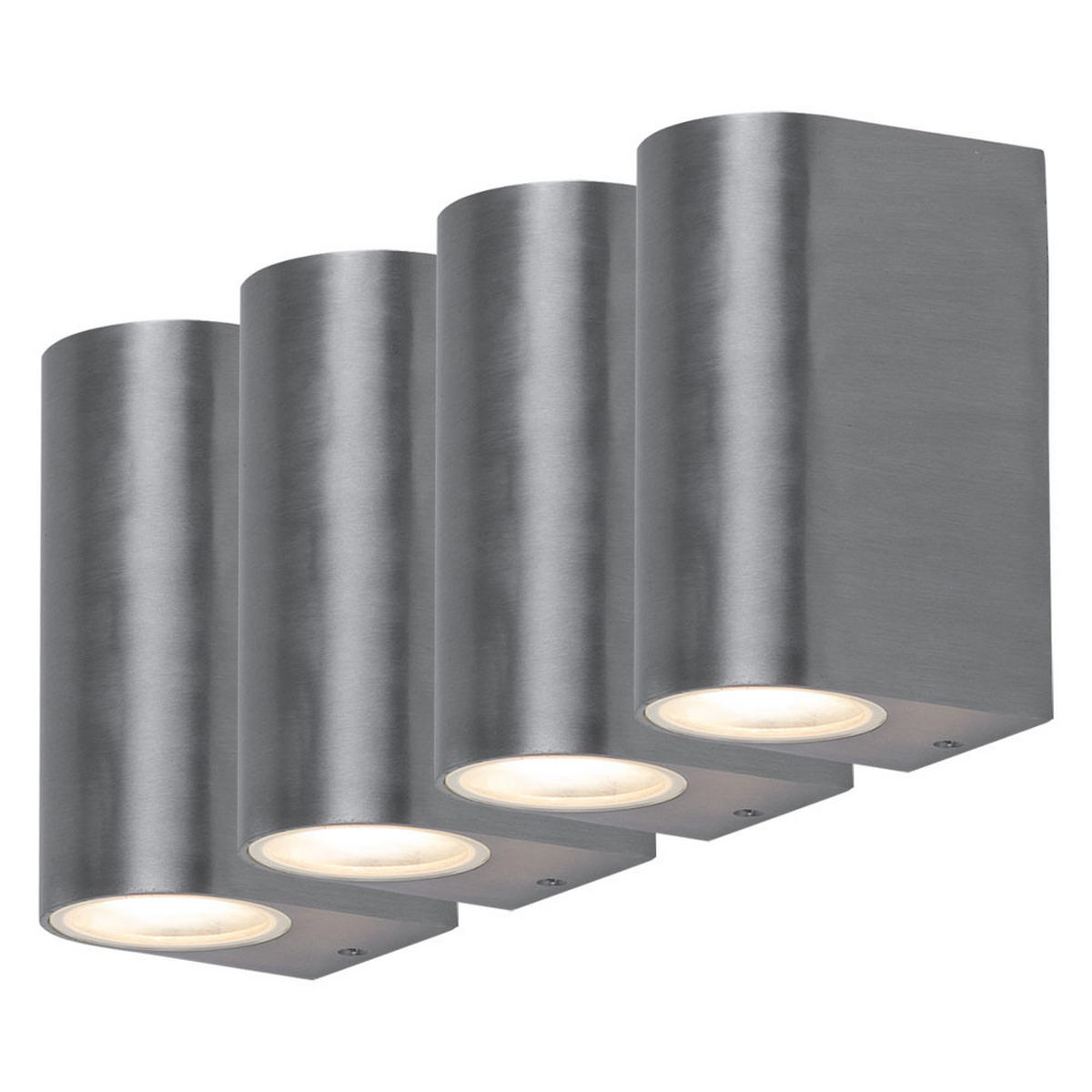 AUSSEN-WANDLEUCHTE Aluminium Silber 4er Set - Silberfarben, Glas (7/15.1/10cm)