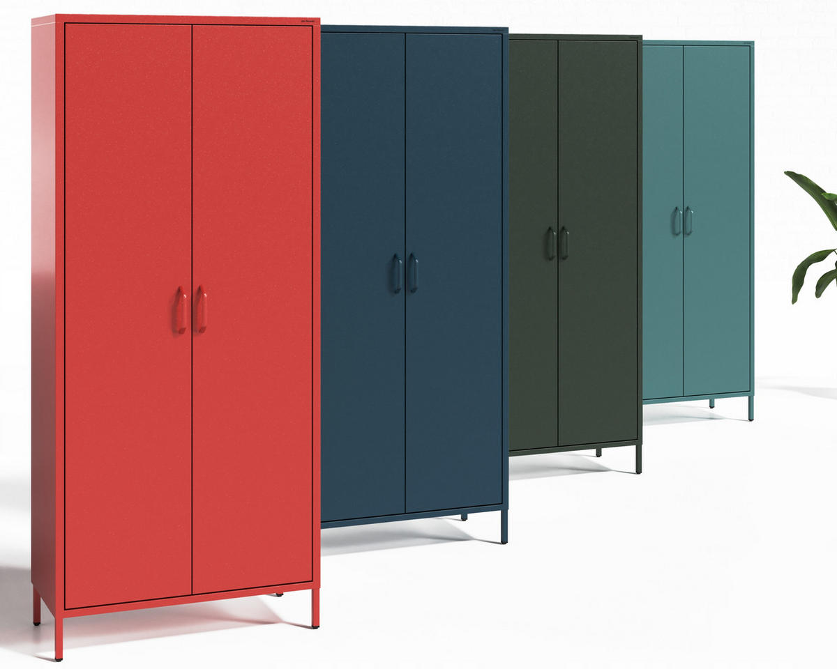 KLEIDERSCHRANK FLAVIO - Rot, Metall (80/185/45cm) - Jan Nowak