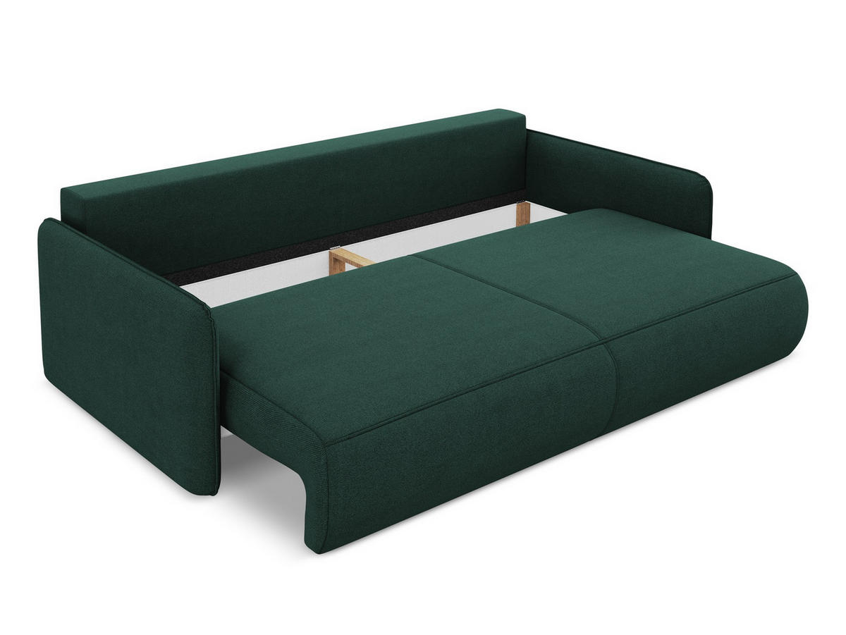 3-SITZER SOFA mit Schlaffunktion Strukturstoff Stoff Grün - Dunkelgrün/Schwarz, Kunststoff/Textil (216/86/105cm) - Makamii