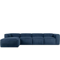 ECKMODULSOFA-LINKS BUFFO 6-Sitzer mit extrem weicher Sitzfläche, Kordstoff, marineblau - Blau/Grün, Textil (377/180cm) - KONSIMO®