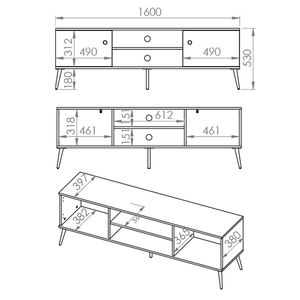 TV-MÖBEL Thalia Blau - Blau, Holzwerkstoff (160/53/40cm) - Petits-meubles