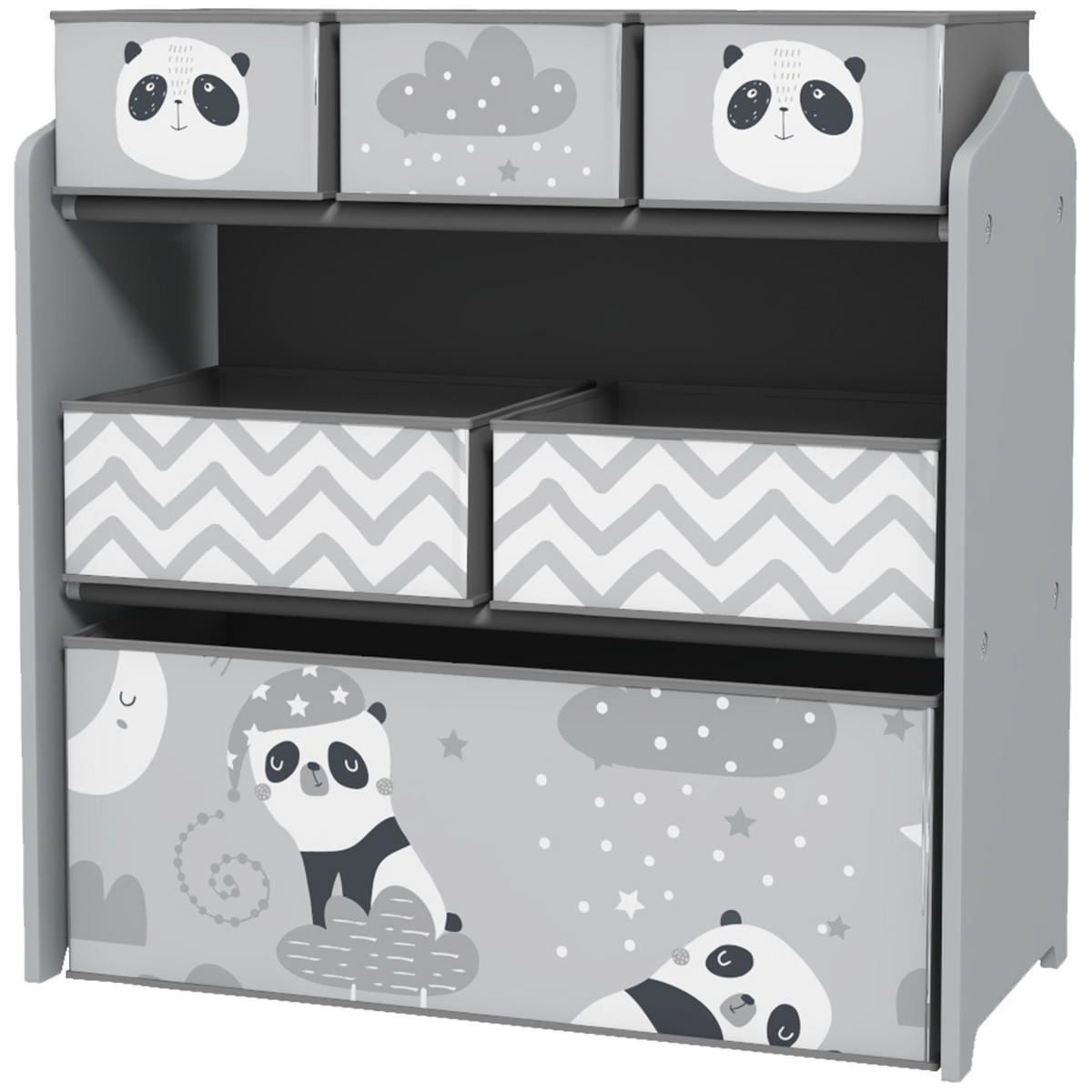 KINDERREGAL DE-17266 6 herausnehmbare Vliesstoffboxen Grau - Grau, Holzwerkstoff (63/66/30cm) - ComfortXL