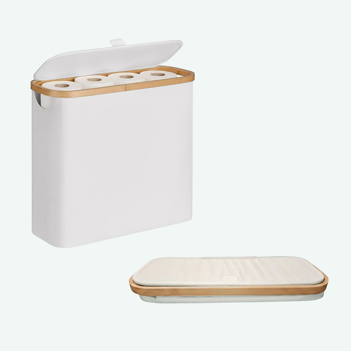 TOILETTENPAPIER-AUFBEWAHRUNG - Weiß, Holz/Textil (43/38/17cm) - Relaxdays