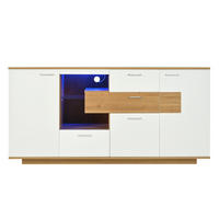 SIDEBOARD 160/40/77 cm Natur/Weiß aus MDF mit LED-Beleuchtung - Naturfarben, Holzwerkstoff (40/77/160cm) - OKMYHOME