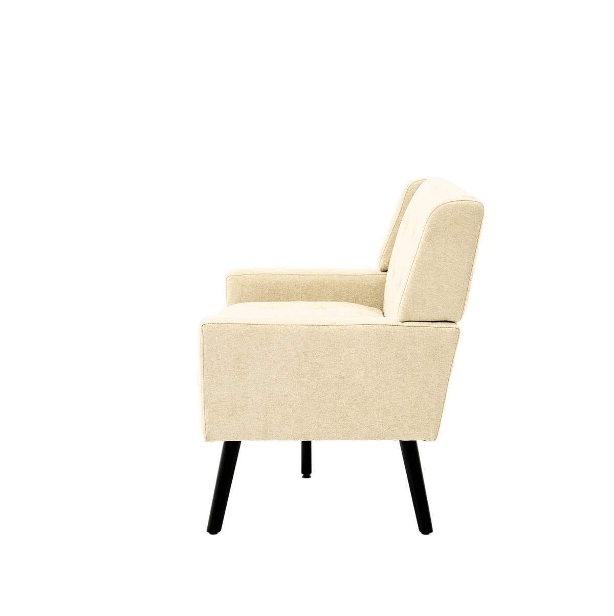 KLUPA s presvlakom, 2-sjed, bež, laneni izgled s nogama od masivnog drva,75/119/88 cm - bež, tekstil (75/88/120cm) - BEAOK