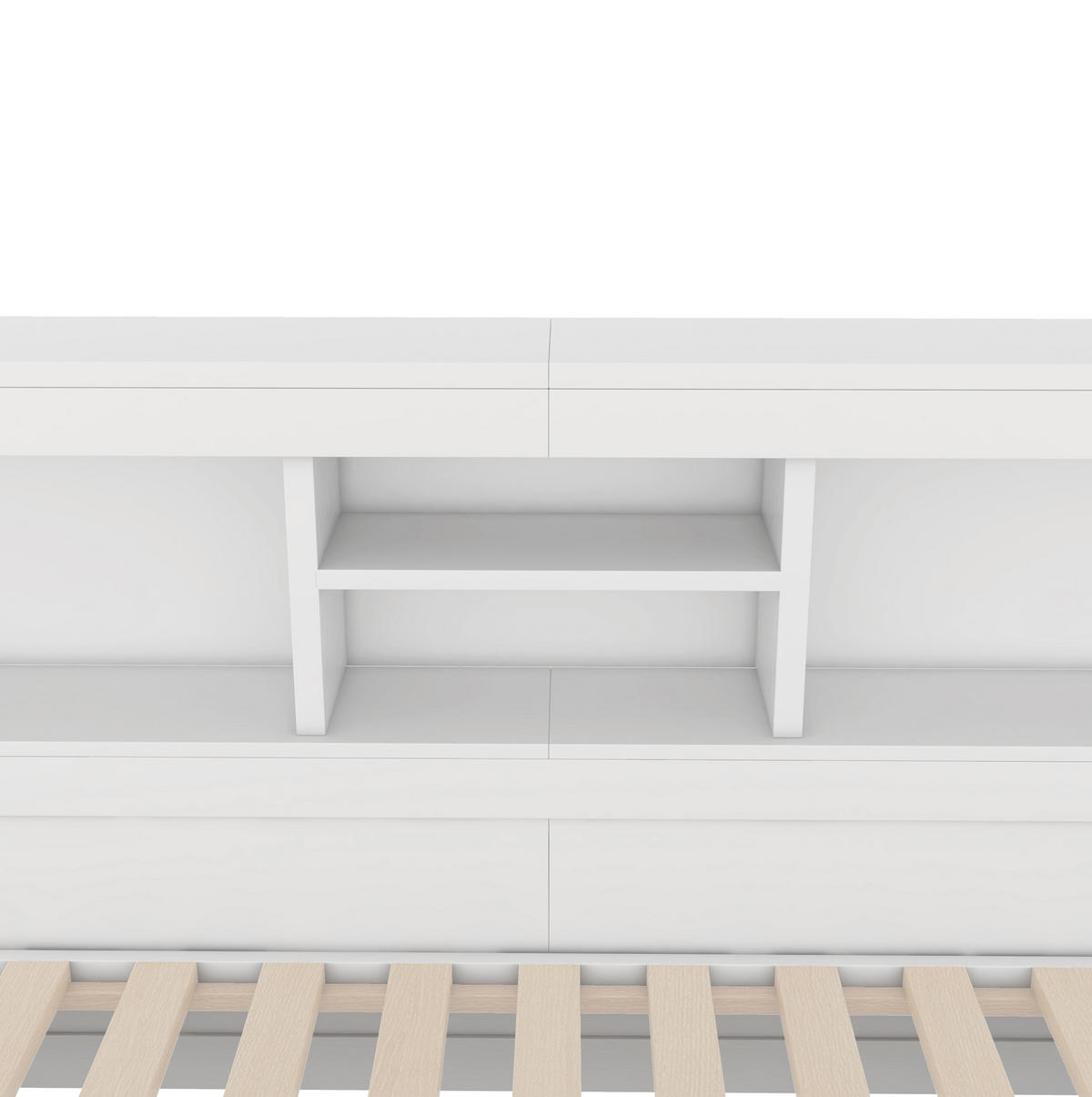 POLSTERBETT aus Spanplatte und MDF 90x200 cm in Weiß mit LED, USB & Ausziehbett - Weiß, Holzwerkstoff (90/200cm) - Modfu