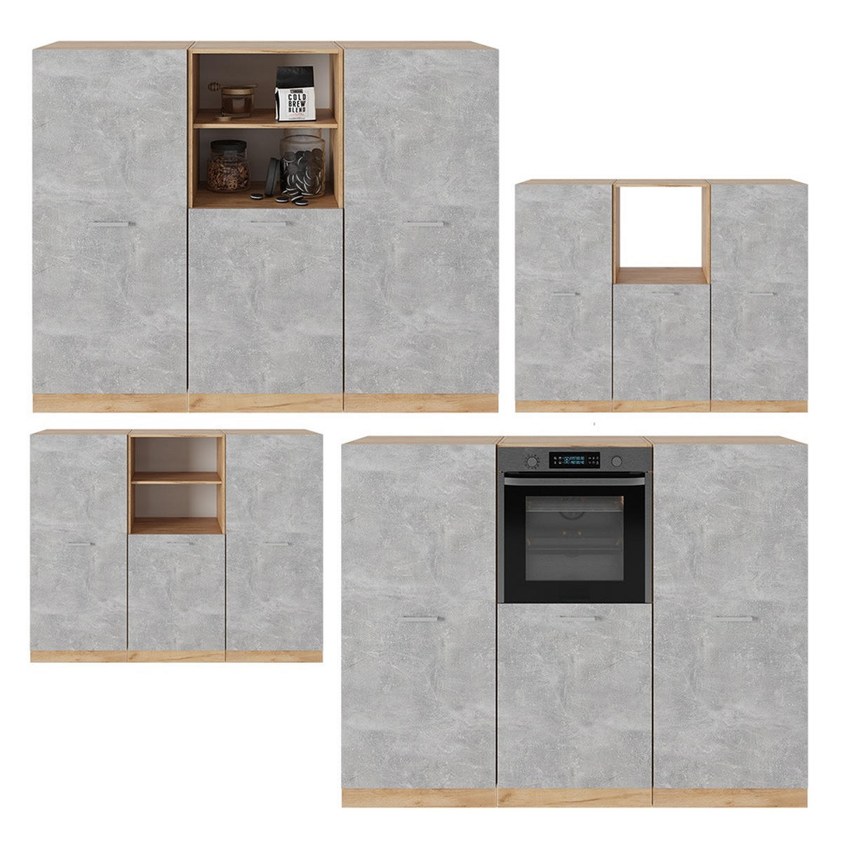 BLOC DE BUCĂTĂRIE R-Line Beton / stejar auriu 180 cm fara blat - stejar miere/gri, compozit lemnos (180/143/46cm) - Vicco