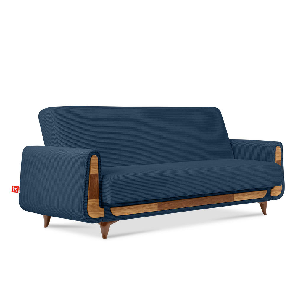 Thumbnail - Konsimo® 3-Sitzer-Schlafsofa, Blau, Dunkelblau, Holz, Holzwerkstoff, Textil, 230x98x98 cm, Wohnzimmer, Sofas & Couches, ...
