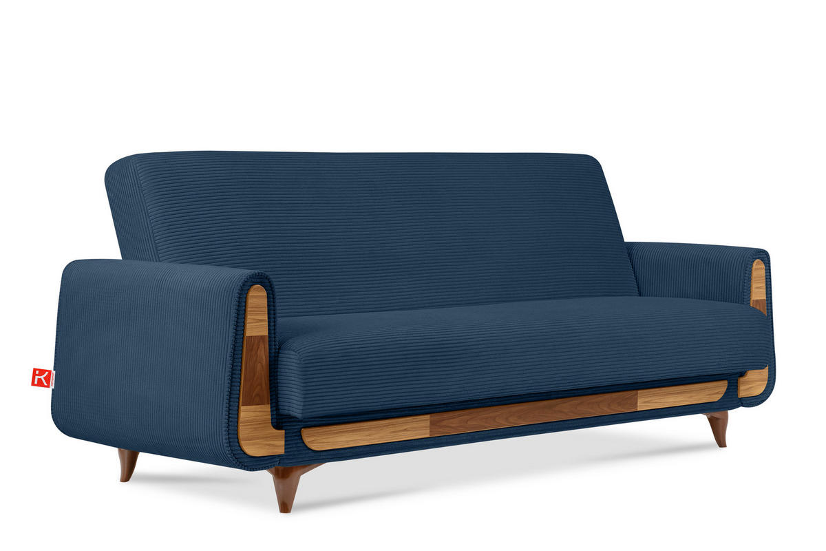 3-SITZER-SCHLAFSOFA GUSTAVO II mit Armlehnen, Marineblau - Blau/Dunkelblau, Holz/Holzwerkstoff (230/98/98cm) - KONSIMO®