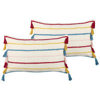 DEKOKISSEN 2er-Set Hellbeige 40/60 cm Agave - Beige, Naturmaterialien/Textil (40/60cm) - Beliani
