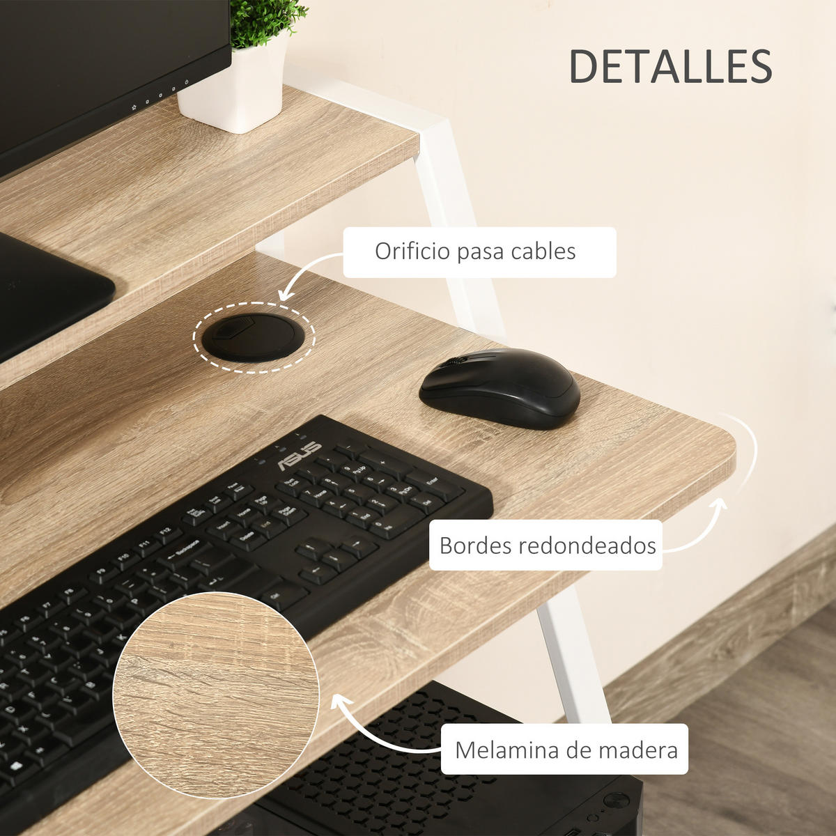 BÜROTISCH Eiche 1 Stück - Eichefarben, Holzwerkstoff (45/85/84cm) - GiPP