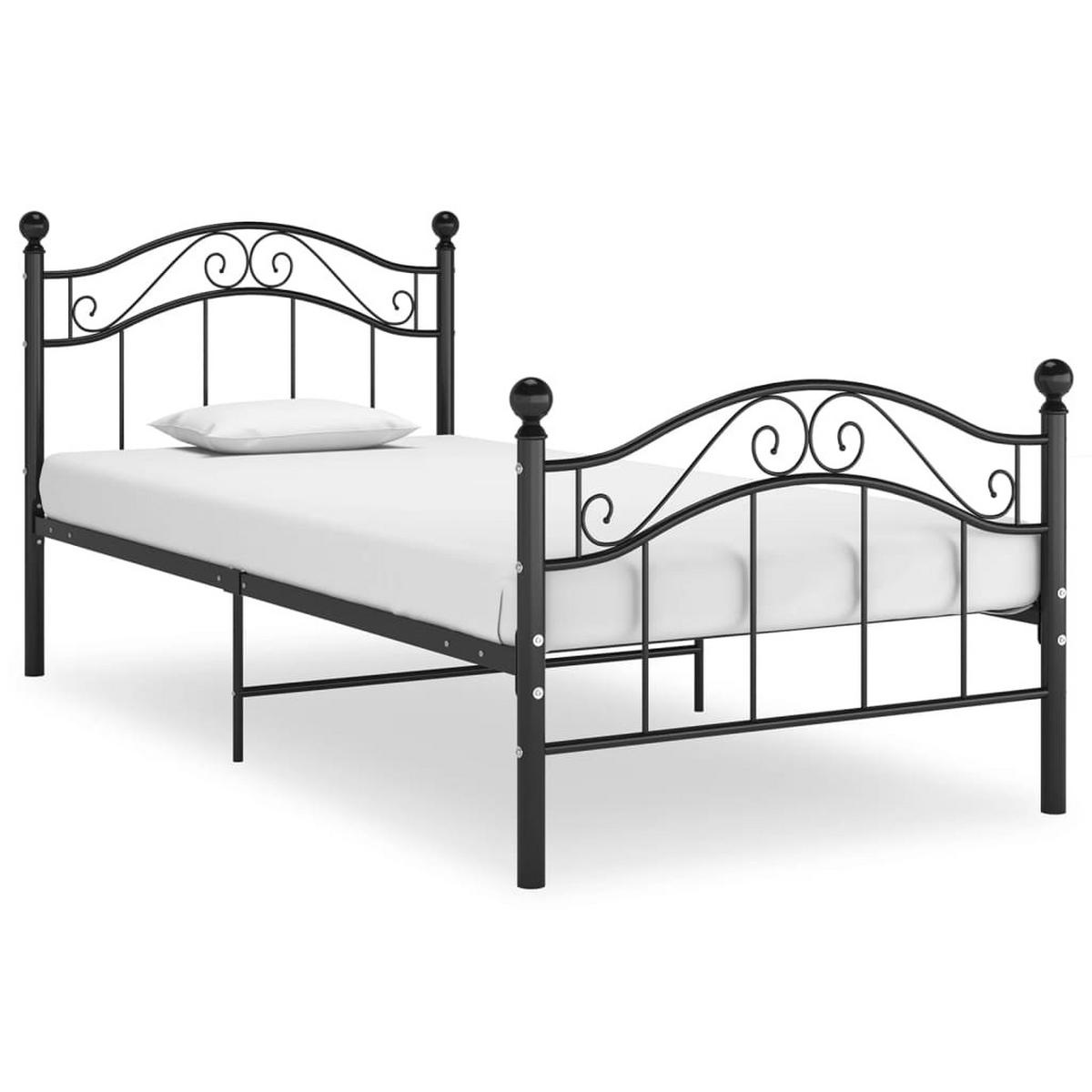 BETT Schwarz Metall 100x200 cm - Schwarz, Metall - furnicato