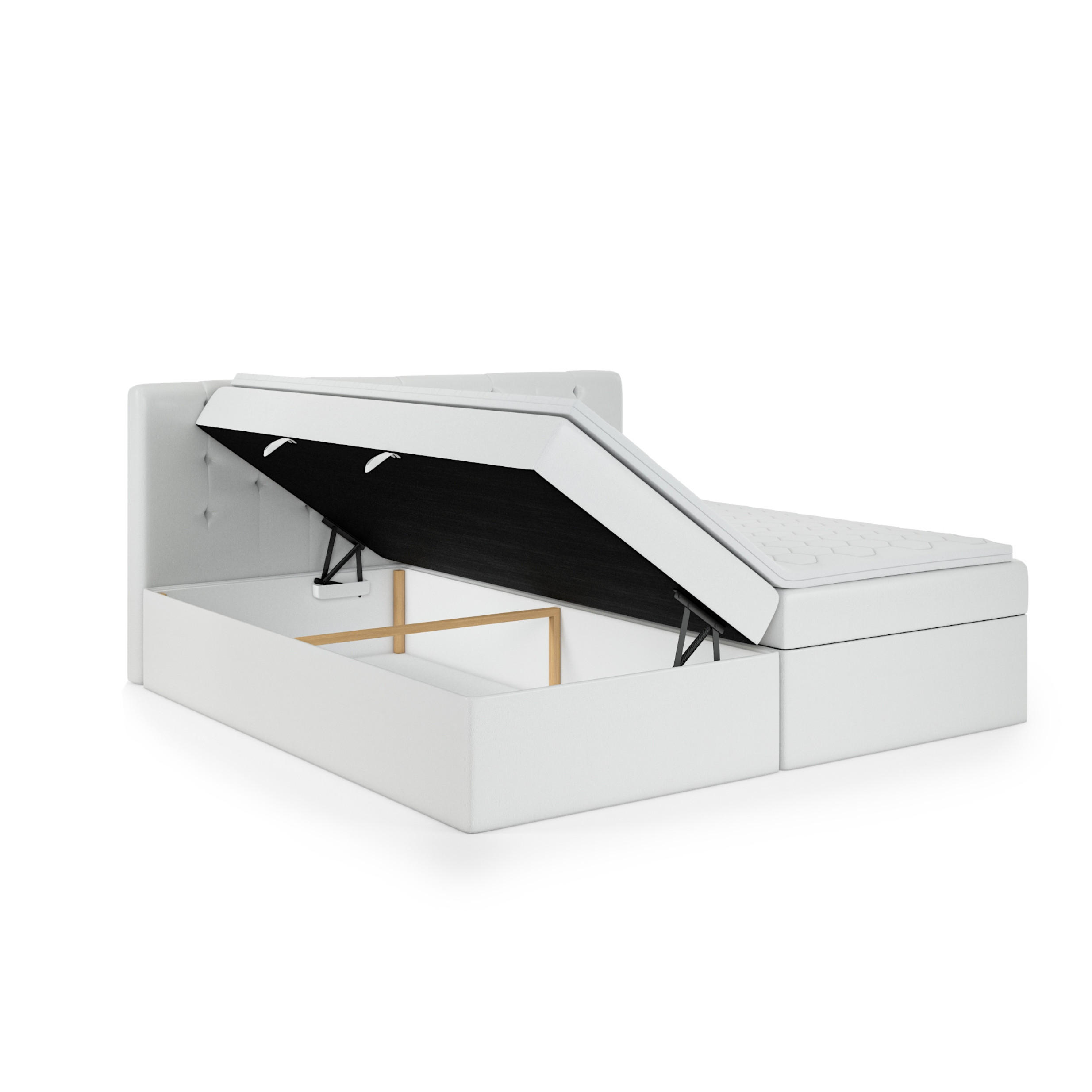 BOXBETT Doppelbett Pekin Weiss 140x200 cm - Weiß, Textil (140/200cm) - Fedve