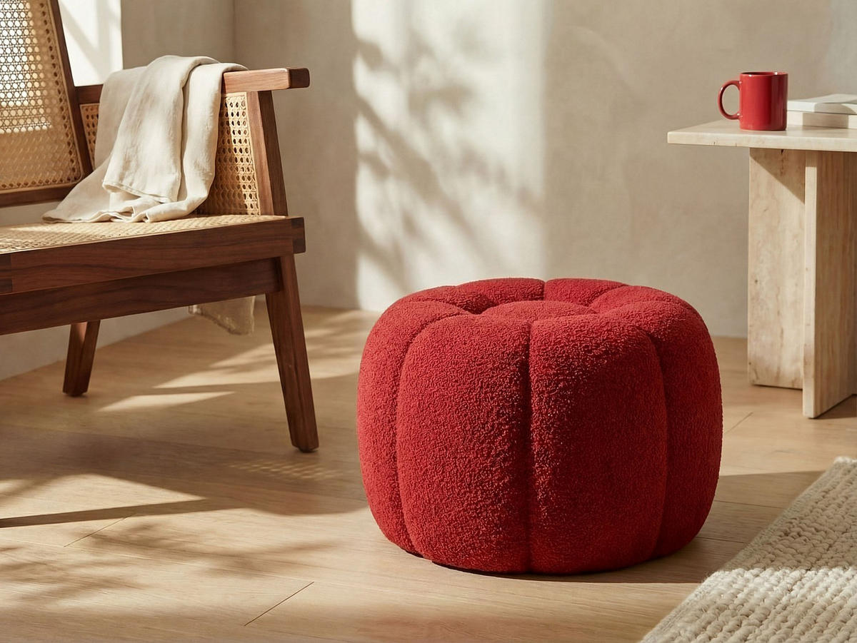 SITZHOCKER - 1 Person - Stoff - Rot - DELPODA - Rot, Textil (65/37/65cm) - Vente-Unique