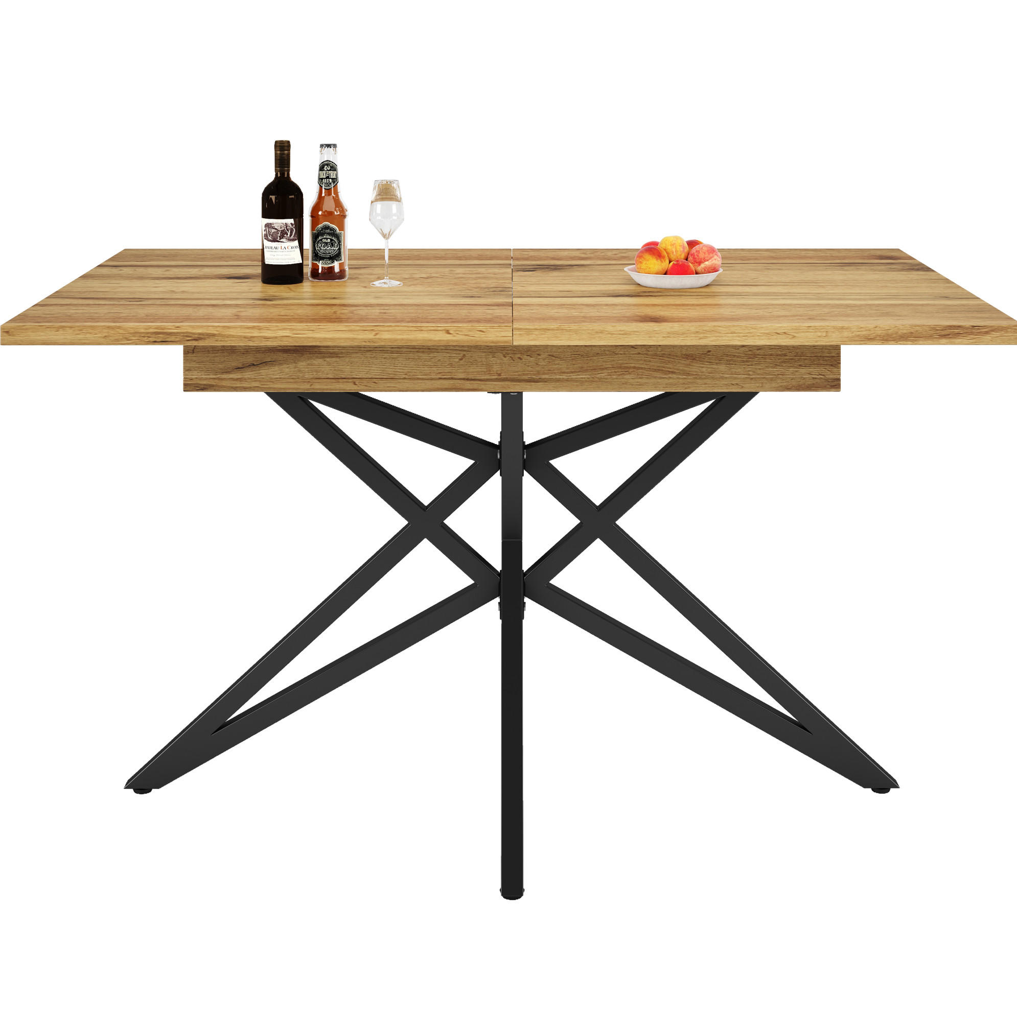 ESSTISCH 120-160x80x66 cm in Walnussfarben aus MDF mit Walnuss-Optik auf Metallgestell - Walnussfarben, Holzwerkstoff (80/120/66.1cm) - Modfu