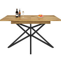 ESSTISCH 120-160x80x66 cm in Walnussfarben aus MDF mit Walnuss-Optik auf Metallgestell - Walnussfarben, Holzwerkstoff (80/120/66.1cm) - Modfu