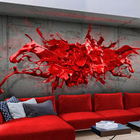 VLIESTAPETE Rot 100/70 cm - Rot/Schwarz, Textil (100/1cm) - KUNSTLOFT