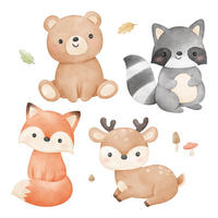 WANDAUFKLEBER 100x127cm - Waldtiere - Multicolor, Kunststoff (100/127/0.1cm) - Wallfluent