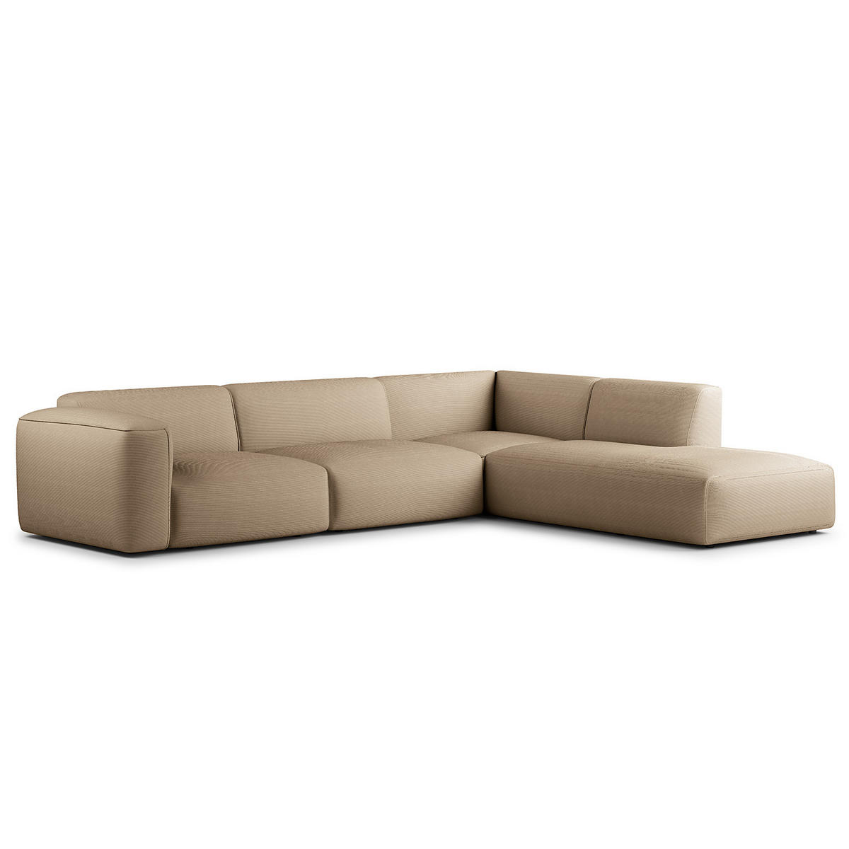 3-SITZER ECKSOFA mit Recamiere - Taupe/Schwarz, Kunststoff/Textil (295/231cm) - home24