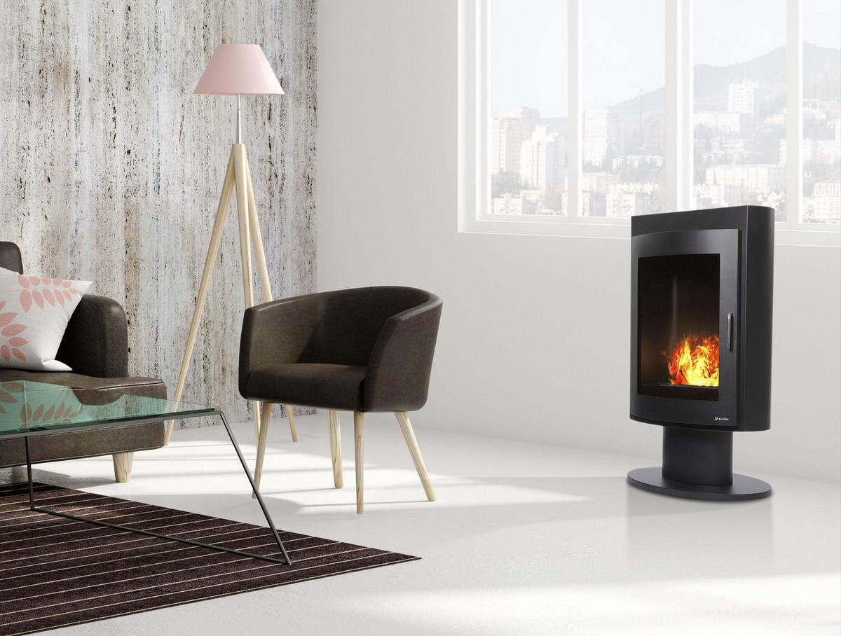 WASSERKAMIN zur Dekoration Schwarz mit Stahlmöbel 1.5 L Tank - Schwarz, Metall (60/35/97cm) - Purline