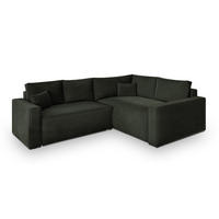 ROHOVÁ SEDAČKA ERONIS černá - šedá/černá, dřevo/textil (265/194cm) - MASSENO