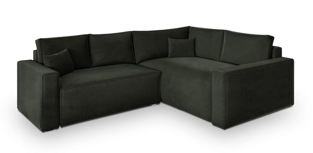 ROHOVÁ SEDAČKA ERONIS černá - šedá/černá, dřevo/textil (265/194cm) - MASSENO