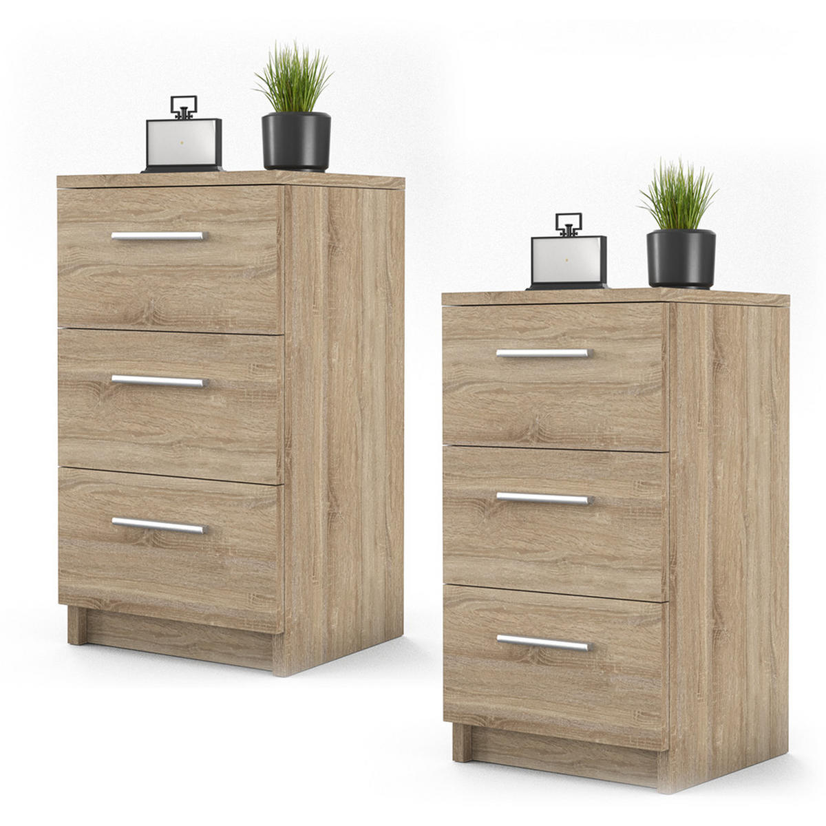 NACHTTISCH Sonoma 38 x 66 cm 2er Set - Braun/Sonoma Eiche, Holzwerkstoff (38/66/35cm) - Vicco