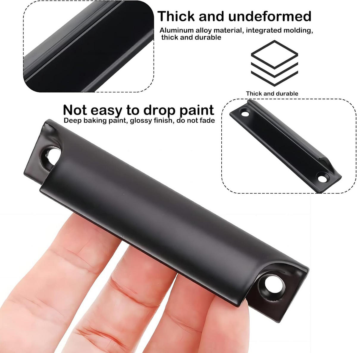 MÖBELGRIFF Schwarz 2er-Set Aluminium - Schwarz, Metall (2/2/9cm)