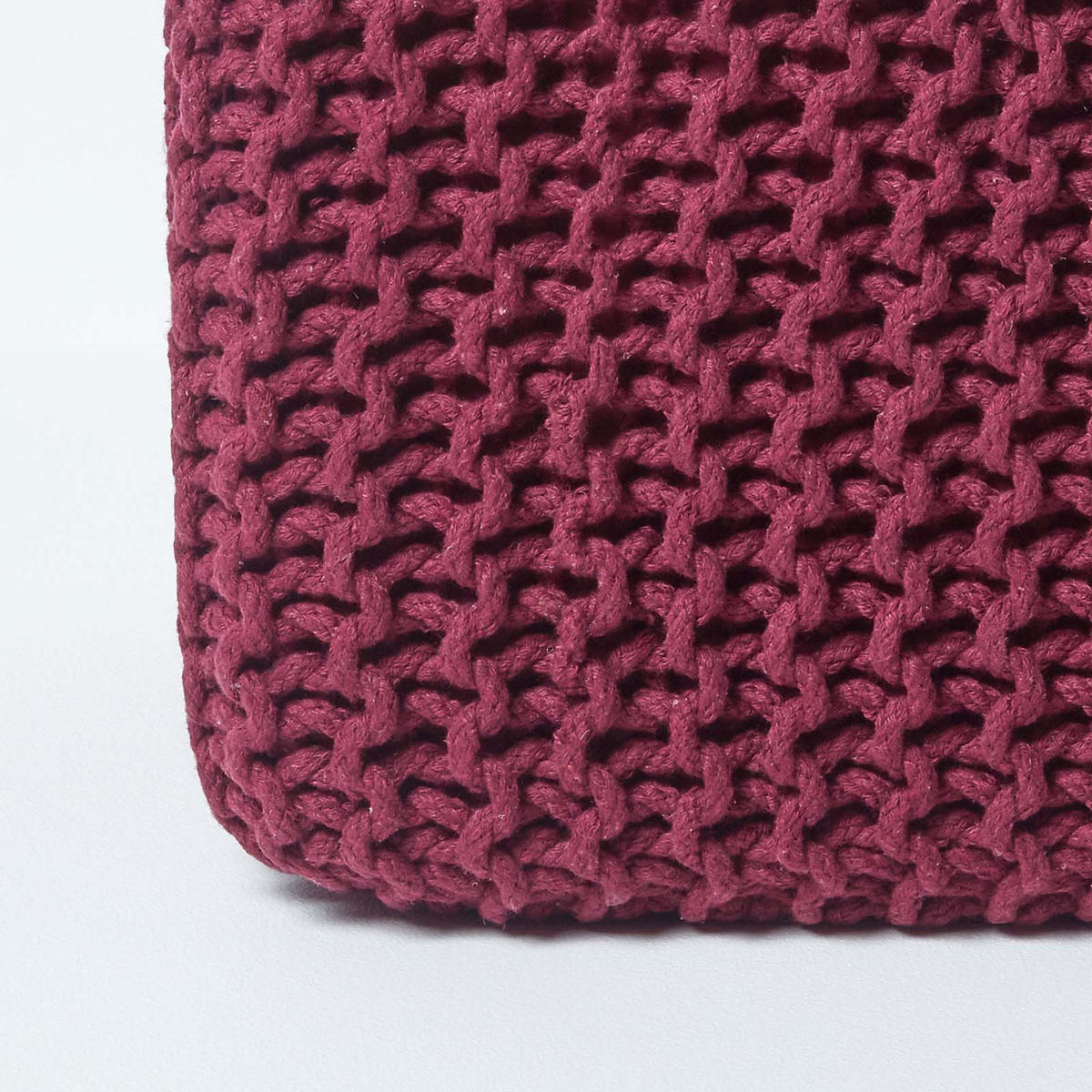 STRICK-POUF weinrot, Sitzwürfel 35/35/35 cm - Weinrot, Textil (35/35/35cm) - Homescapes