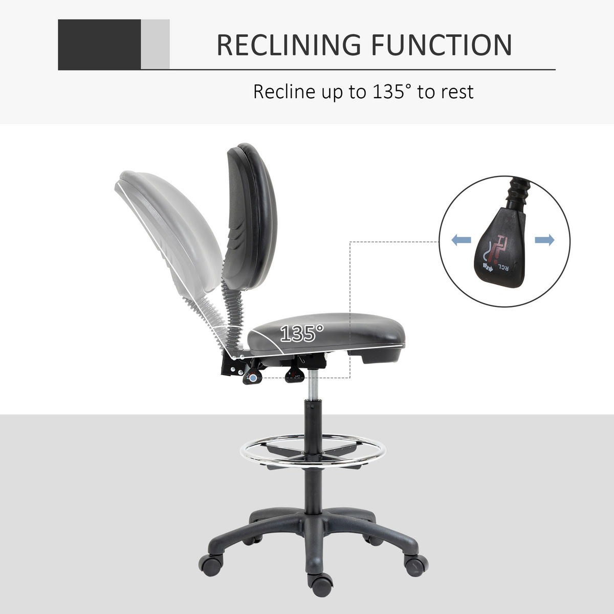 BÜROHOCKER DE-11674 höhenverstellbar 69-91 cm mit verstellbarer Fußstütze Schwarz - Schwarz, Metall (46/137/49.5cm) - ComfortXL