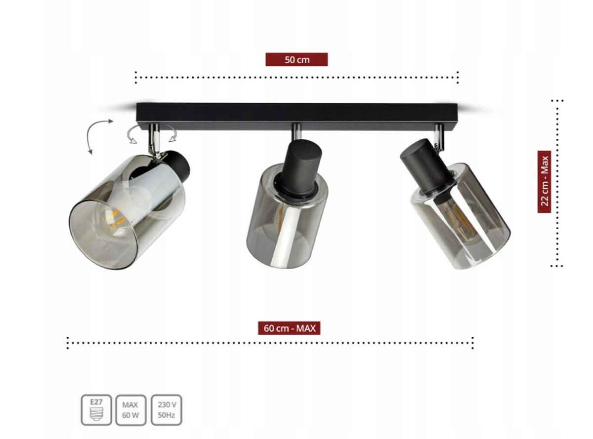 DECKENLEUCHTE TUBE - Transparent/Schwarz, Glas/Metall (9/50/22cm) - kiki design