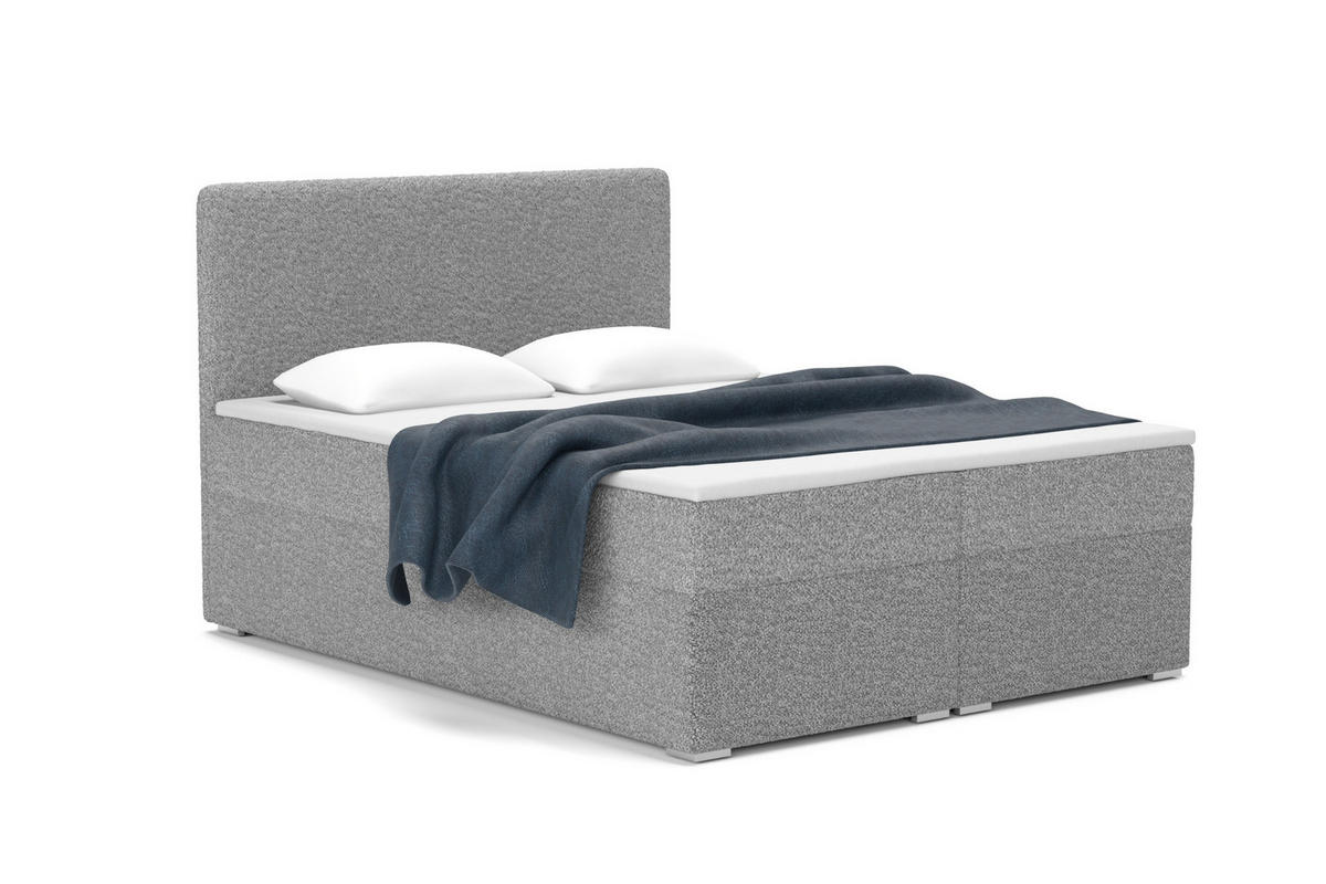 BOXBETT BOUCLE 180/200 in Boucle Dunkelgrau H3 - Dunkelgrau, Holz/Holzwerkstoff (180/200cm) - Deine Möbel 24
